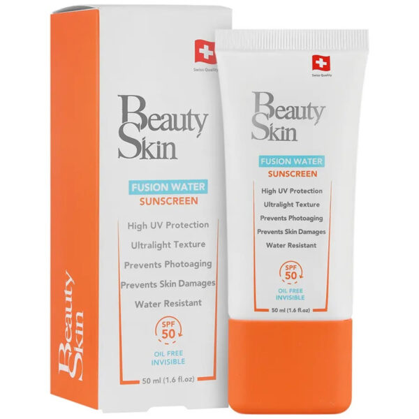 کرم ضدآفتاب فیوژن واتر SPF50 بی رنگ پوست چرب بیوتی اسکین