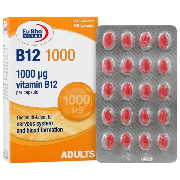 کپسول ویتامین B12  1000 میکرگرم یوروویتال 60 عددی