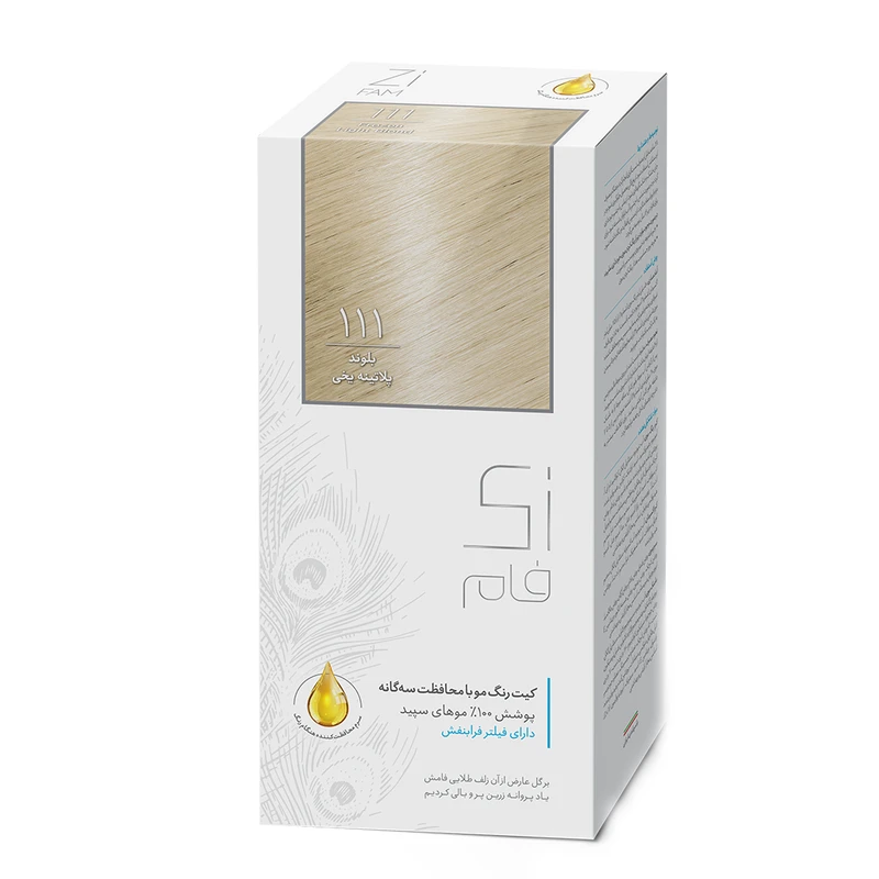 رنگ مو بلوند پلاتینه یخی شماره 111 زی فام