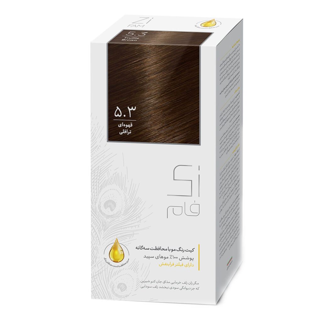 کیت رنگ مو قهوه ای ترافلی شماره 5/3 زی فام